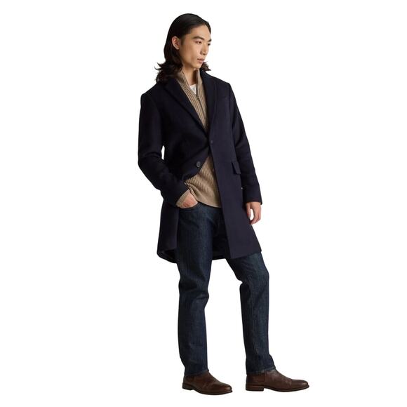 New Quince Italian Wool Overcoat Cadet Blue Navy Men’s Size Medium $180 3209 - Picture 2 of 11